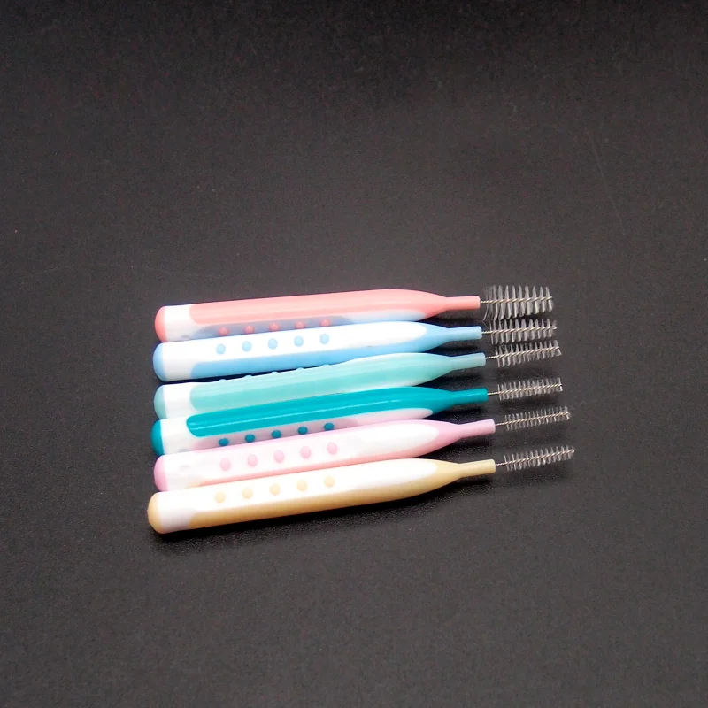 High Quality Comfortable Plaque Removal Dupont Nylon Conical Shape lnterdental Brush l Shape For Prevebting Oral Diseases