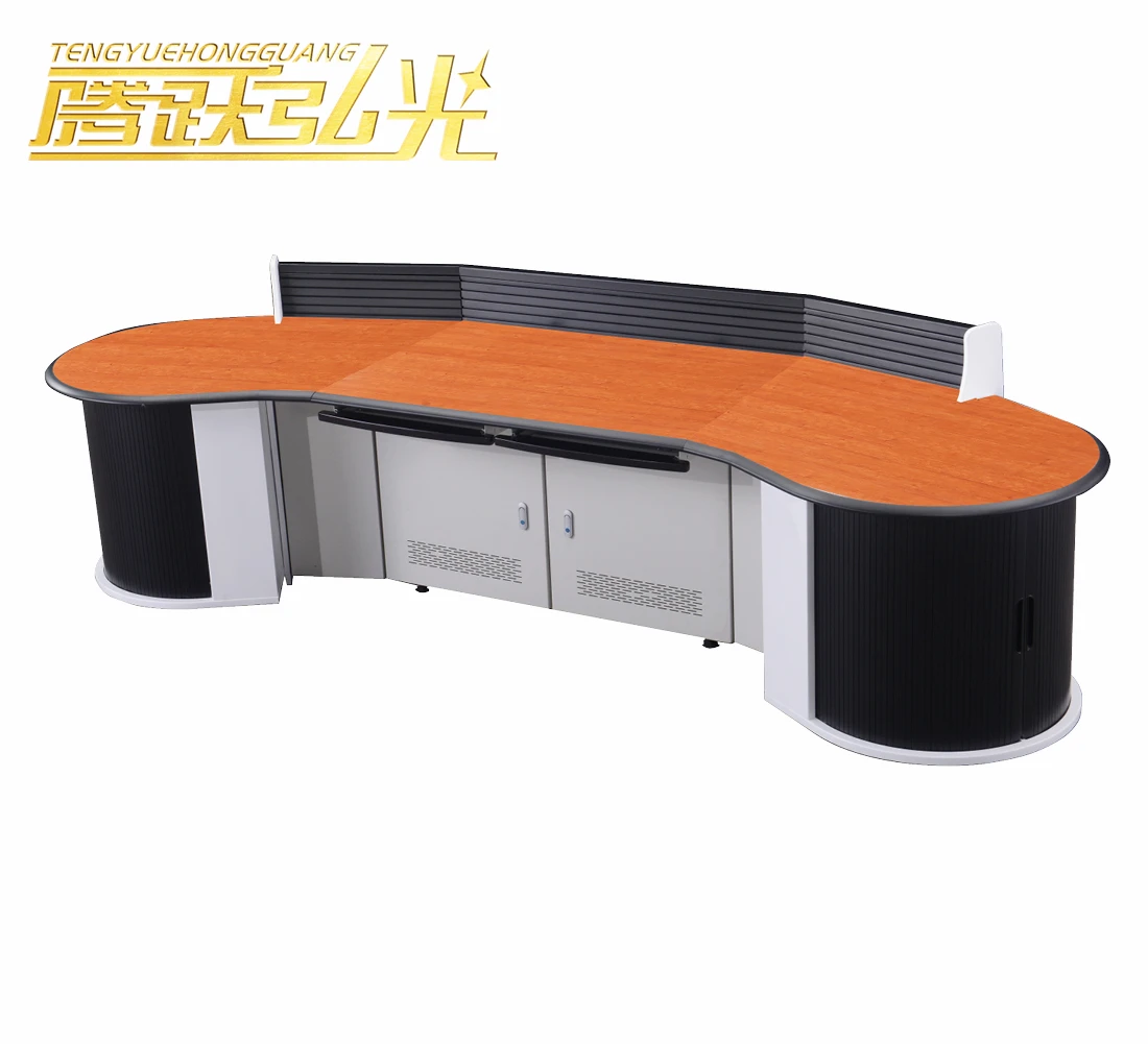 customize arc shaped work station desk control room console table command center monitoring console