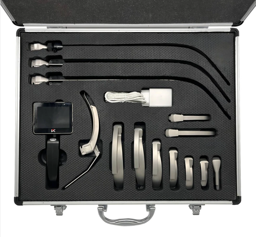 Flexible Fiberoptic Laryngoscope Led Bulb Maccoy Macintosh Miller Laryngoscope Blades 6 Blades for Intubation