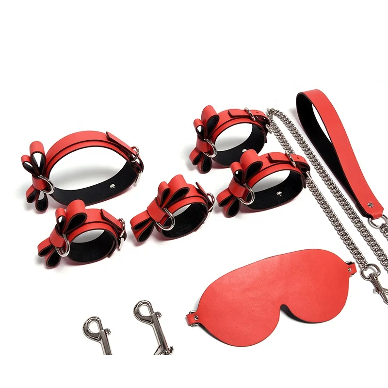 ISO BSCI Factory supplier wholesale price 8 pcs real leather bdsm bondage restraints set sex toys for couples