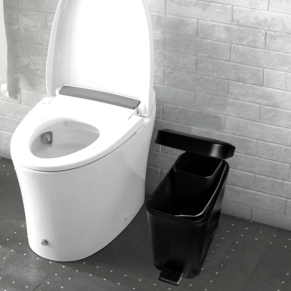 5L Bathroom Stainless Steel Foot Pedal Waste Bin Rectangle Shape 5L Garbage Bin Metal Foot Pedal Rubbish Bin