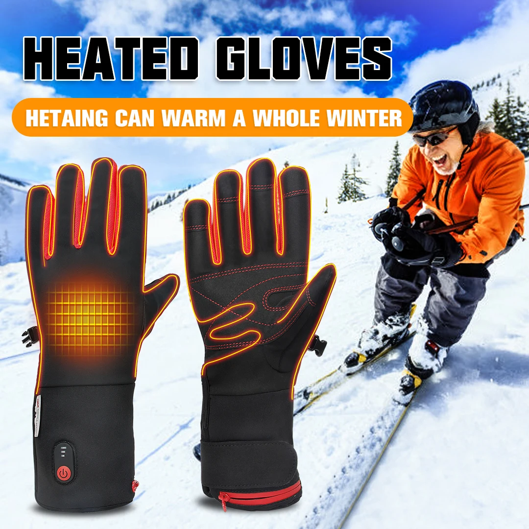 Custom Logo OEM Manufacturer 7.4V Lithium Usb Electric 3 Level Temperature Control 3M Winter Heated Sports Motorcycle Ski Gloves