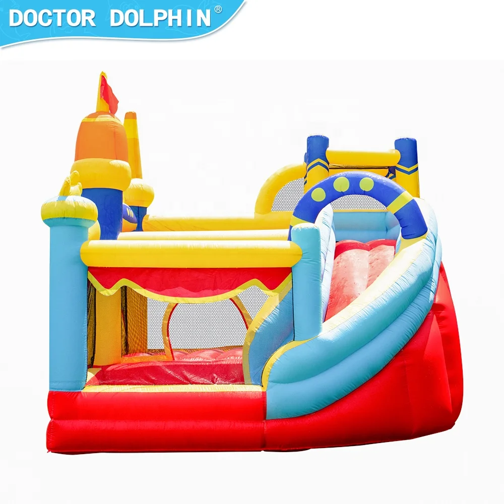 Doctor Dolphin New Fashion Crown Jumping Bed Bouncy Castle With Slide Jump Pool  For  Children Bounce House