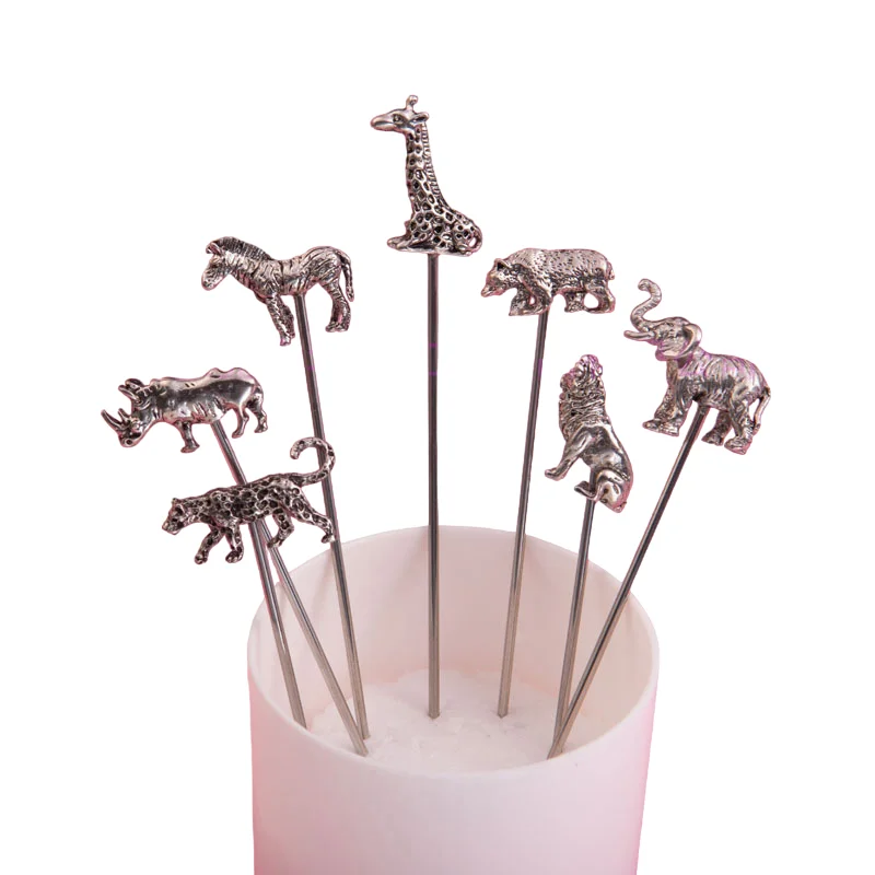 Cocktail Picks Stainless Steel Martini Picks Reusable Animal Shape Horse Lion etc