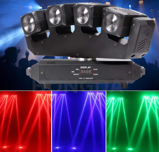 LED Moving Head Light Four-Headed Beam Spider Light 80W RGBW with DMX Suitable for Stage Party Disco Bar