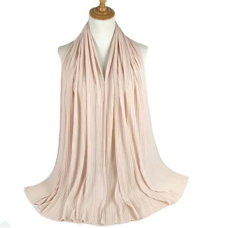 Zipei hot sale plain color head scarf pleated cotton jersey hijab wholesale