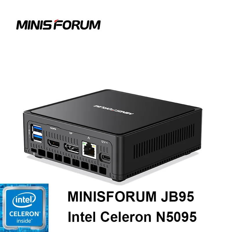 MINISFORUM JB95 Intel Celeron N5095 Quad Cores 2.5 inch SATA HDD Slot Small Desktop Computer Windows 10 Gaming Mini PC