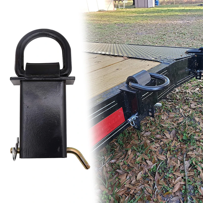 16200lbs Heavy Duty Removable Stake Pocket Tie Down D-Ring Receiver Hitch Fit for Utility Trailers and Flatbeds Equipped