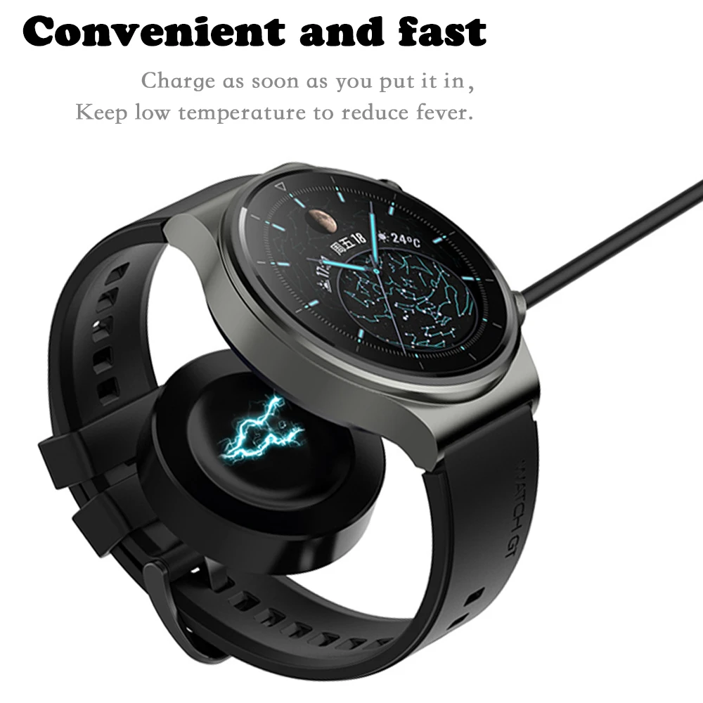 For Huawei Watch GT / GT2 Portable Wireless USB Cable Charging Dock Stand Power Magnetic Watch Charger for Honor GT 2 Glass Film
