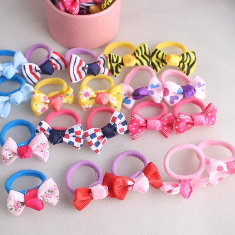 Cute kids cartoon and bows hair clips and Elastic rubber band packing  20pcs in nice gift box