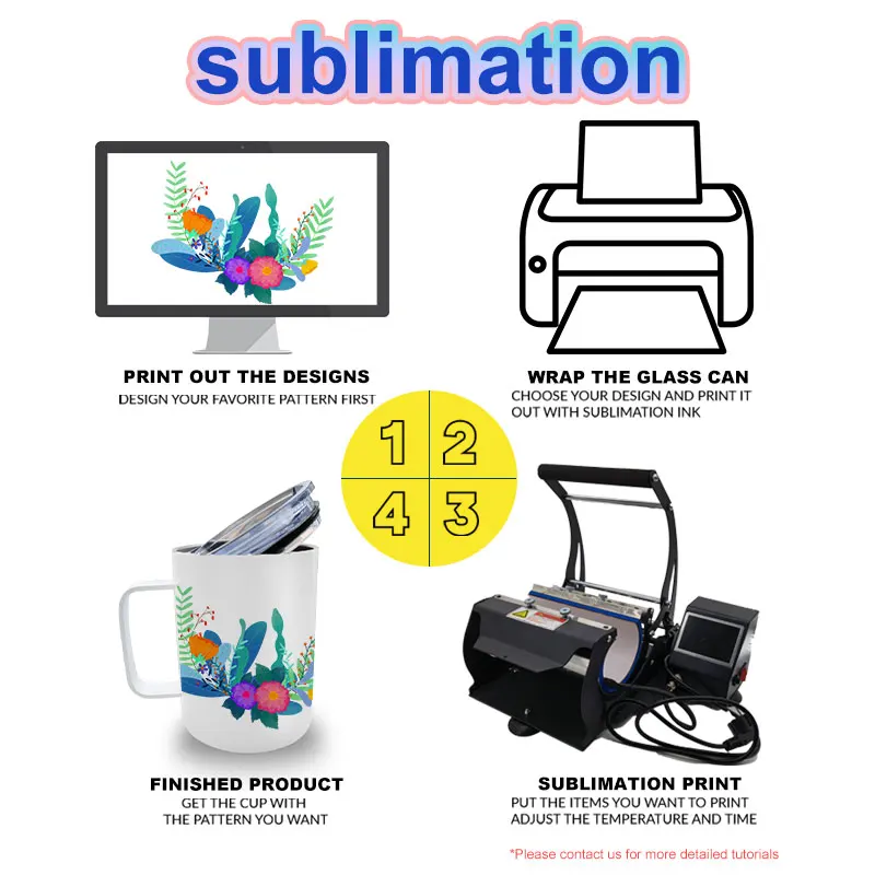 US warehouse free shipping12oz coffee beer camping sublimation straight tumbler mugs with Handle and Lid