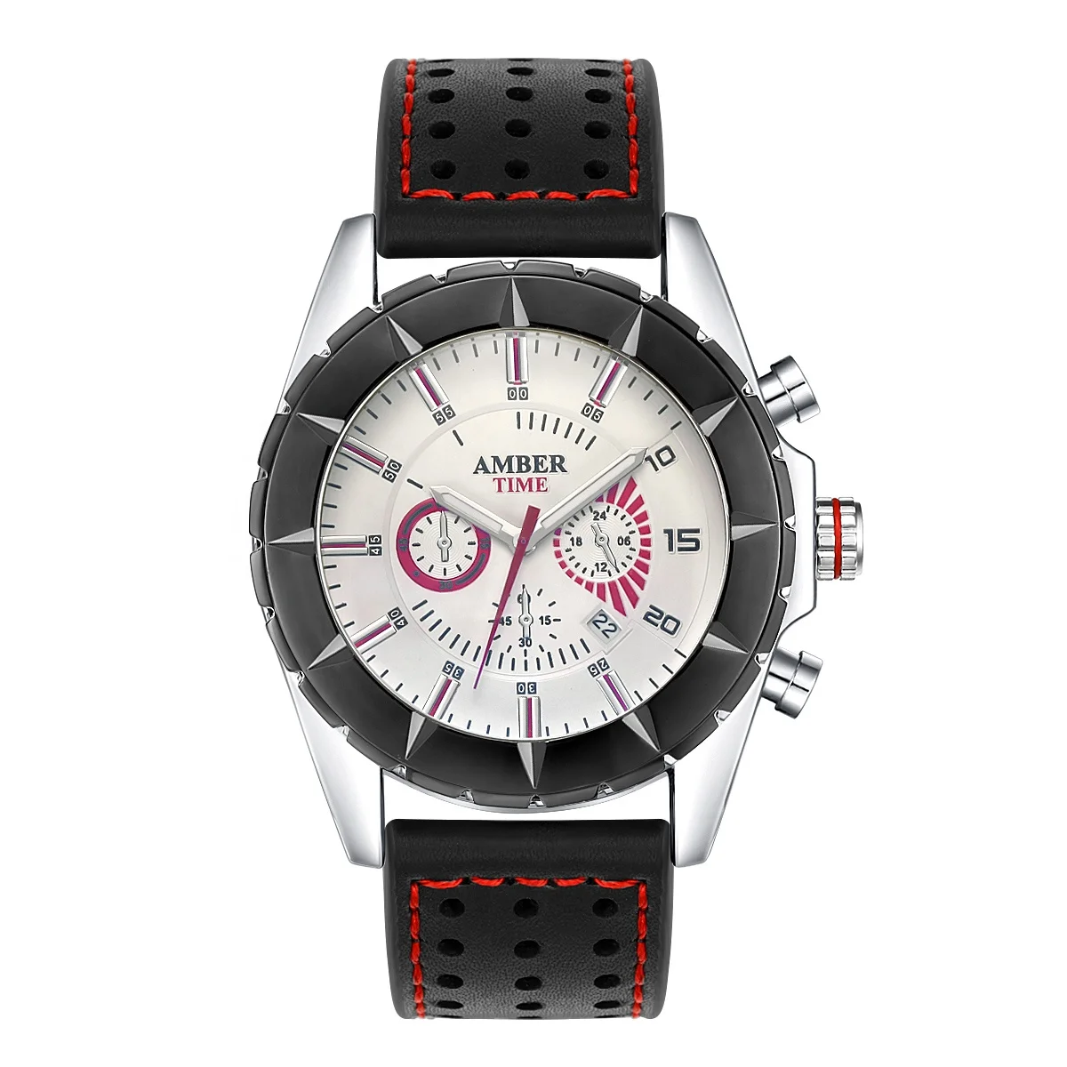 Mens Watches Brand Leather Three Eye Waterproof Sport Quartz Watch For Men Relogio Masculino