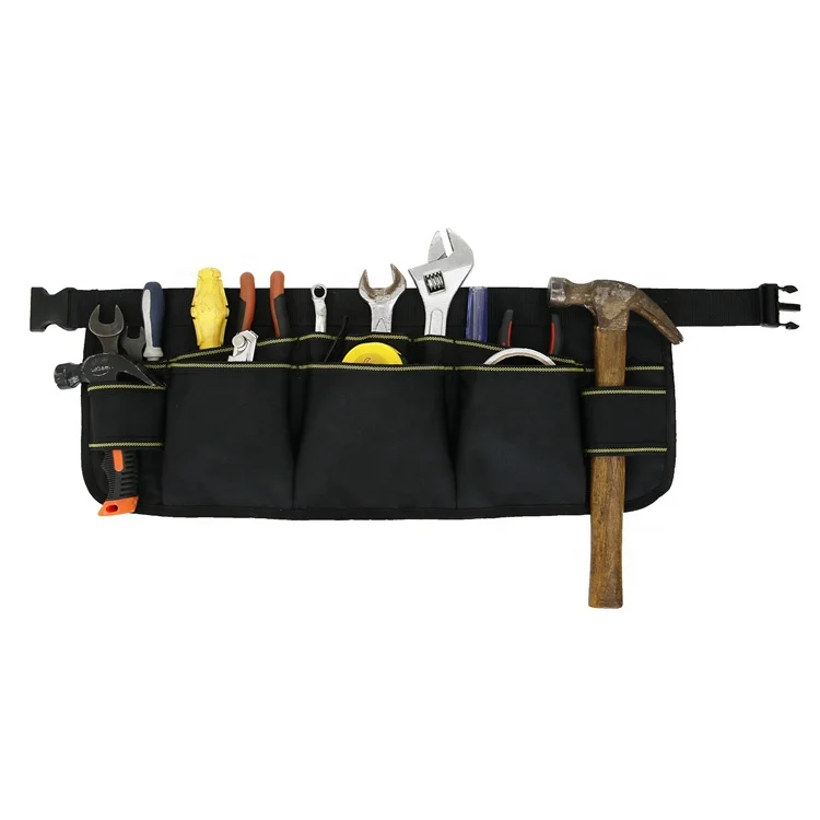 Hot Selling Multi-function Durable 12 Pockets 900D Oxford Yellow Edge Waist Tool Bag With Adjustable Waist Belt