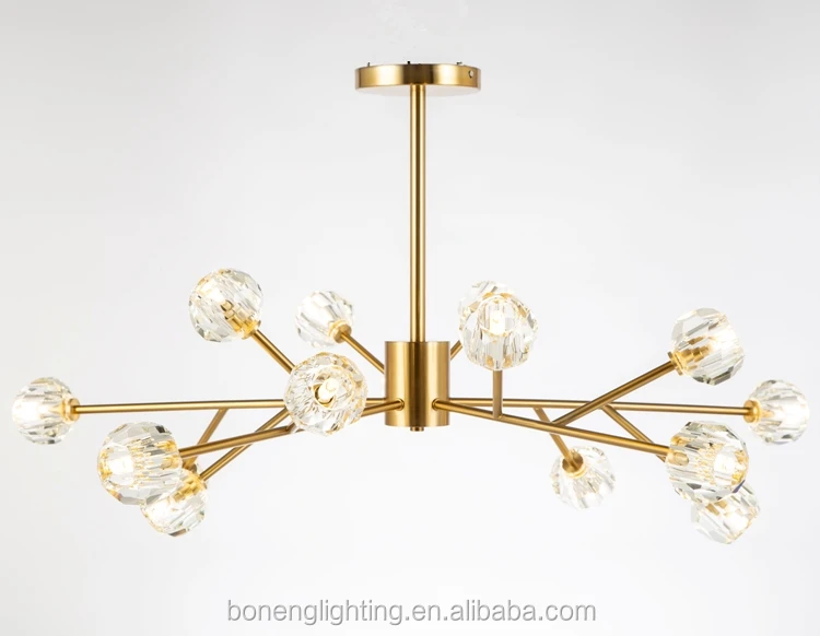 Wholesale selling living room Iron northern modern crystal ball led pendant light chandelier for home