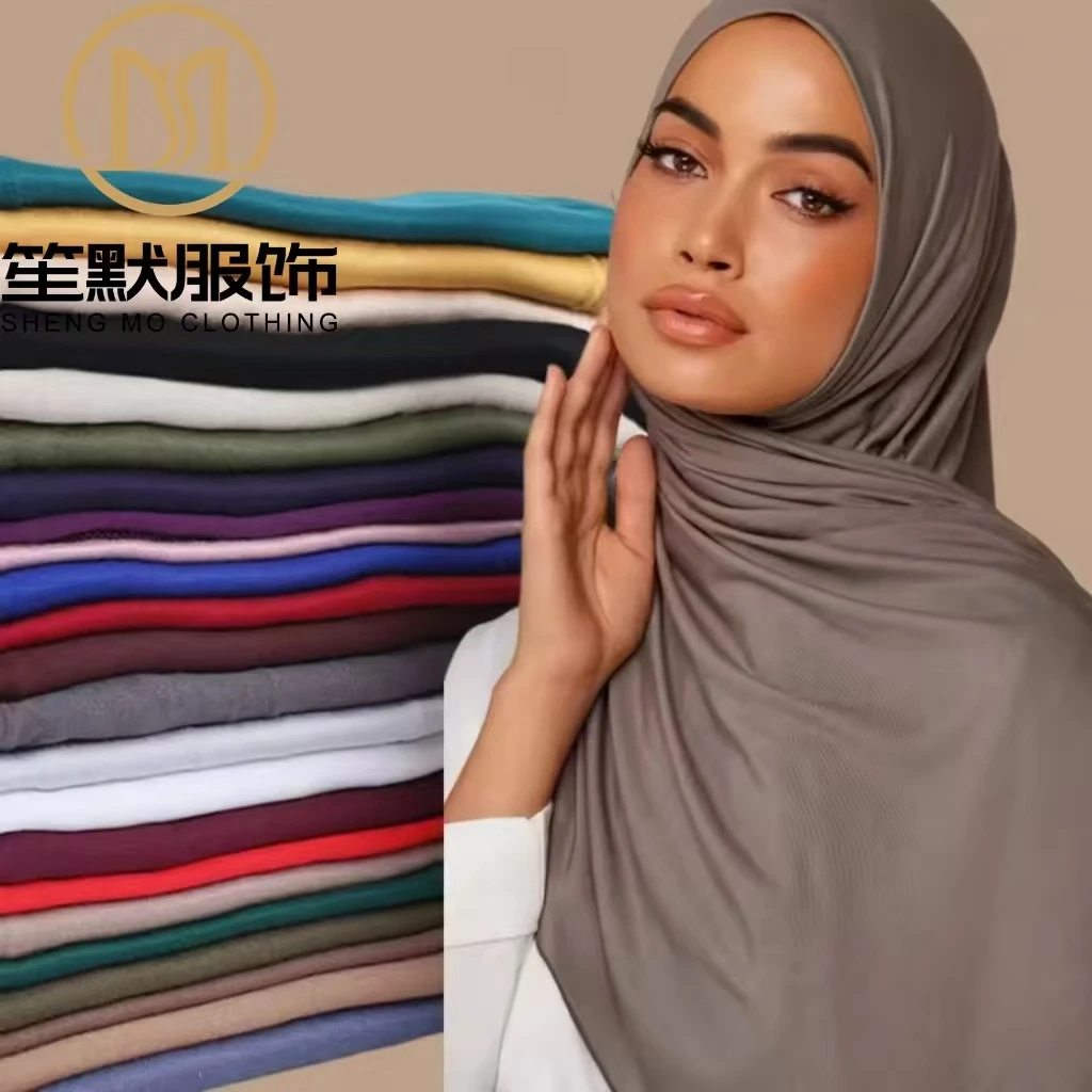 Fashion scarf wholesale modal cotton premium jersey hijab Muslim women stretchy rayon shawl scarves