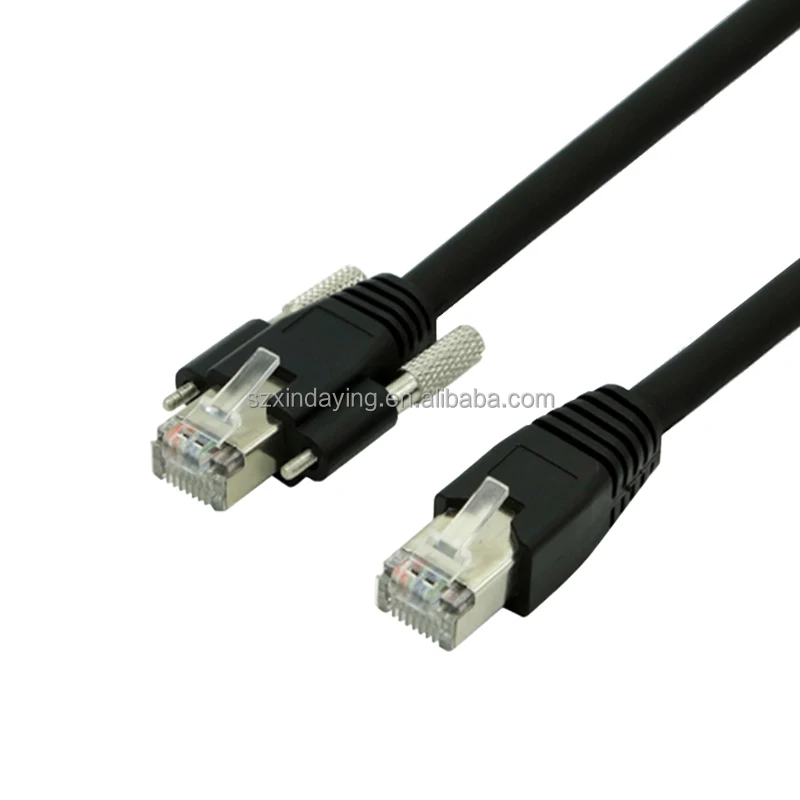 DYTECH Industrial Camera Network Cable Cat6A sftp Ethernet Cable 4Pair24AWG with Screw Lock Horizontal Machine Vision Gige Cable