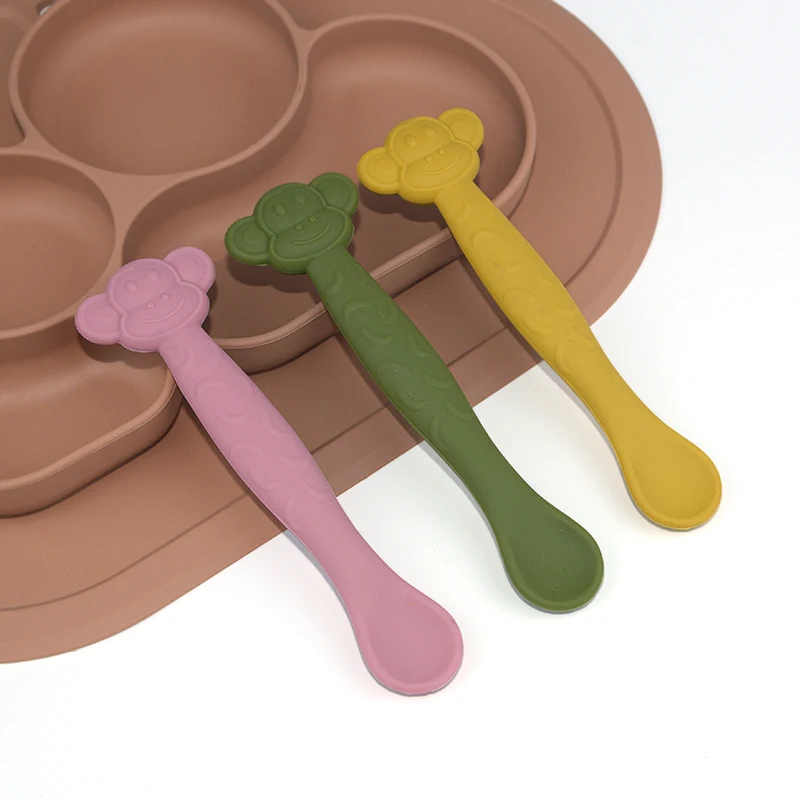 Custom Logo Food Grade Silicone Spoon Babies Microwave Feeding Baby Spoons For Toddler Kids
