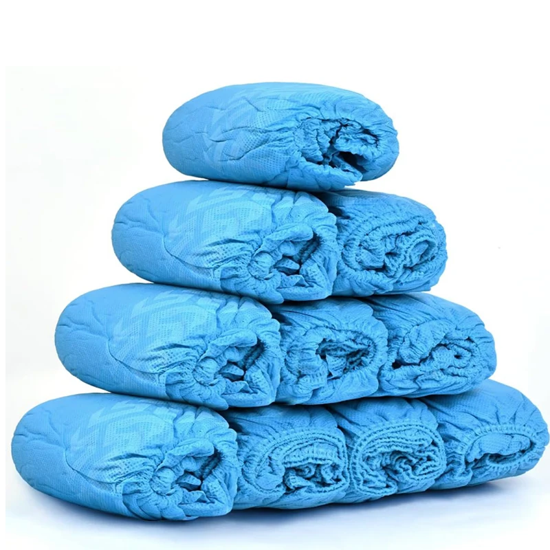 Non Woven Boot Covers Sole with Texture Elastic Non-Slip Breathable Latex Free Disposable Shoe Covers