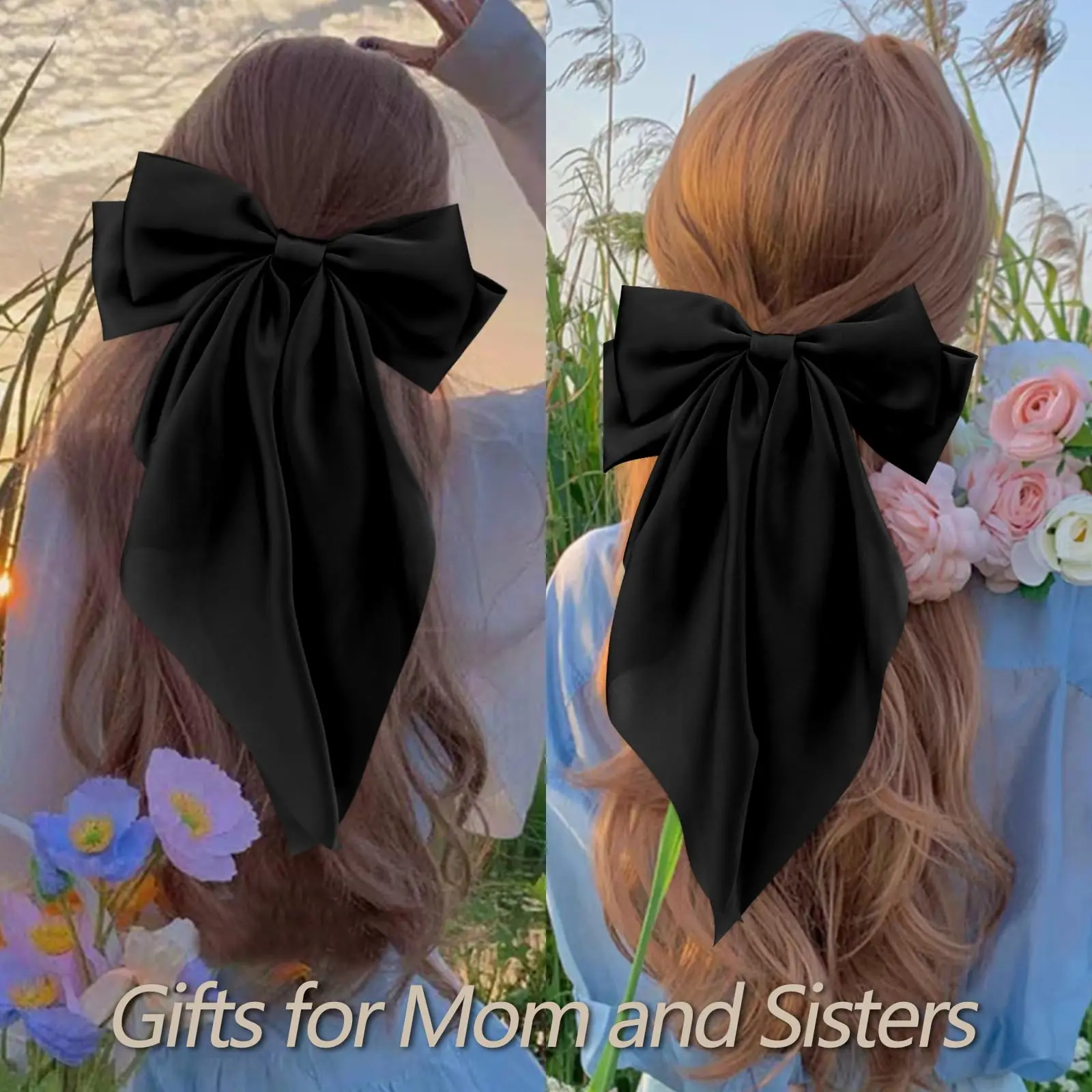 Elegant Hair Grips Pink Lady Hair Accessories Simple Hair Bow Clip With Long Tail Sweet Satin Ribbon Bow Barrettes For Women