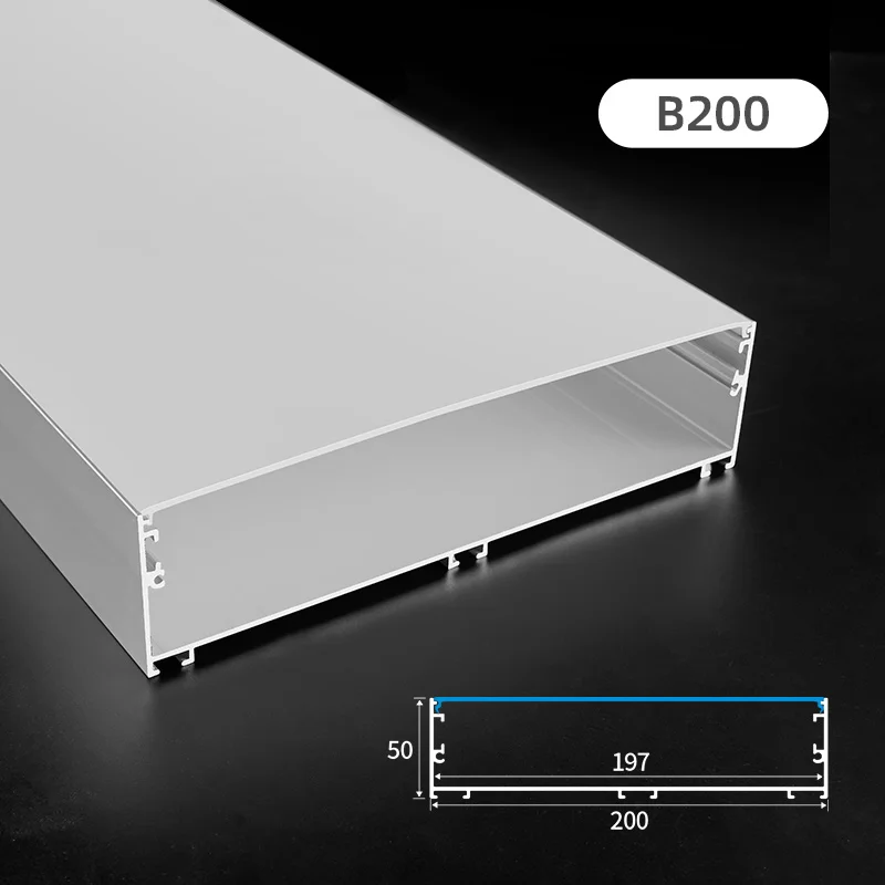 B200 Wholesale Surface PC Diffuser silver color Extruded LED Aluminum Profile for led linear Light Housing decoration