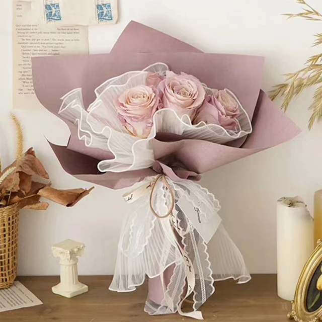 Wholesale floral bouquet wrap china packing solid colors korean style waterproof unique flowers wrapping paper packaging