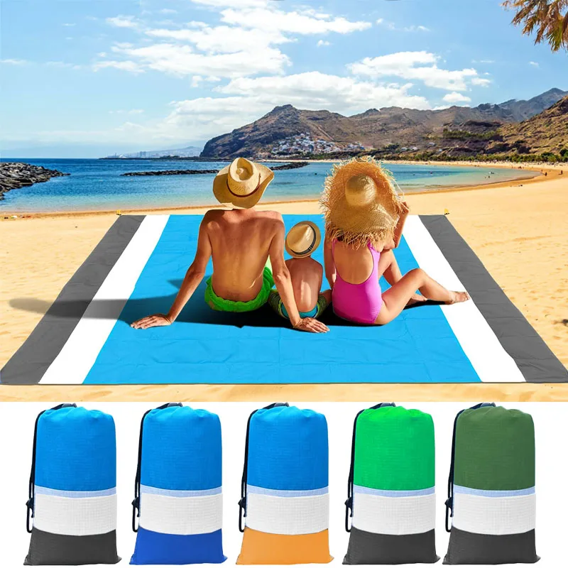 Custom logo design outdoor sand free sand proof beach camping mat waterproof Sand Resistant beach picnic blanket