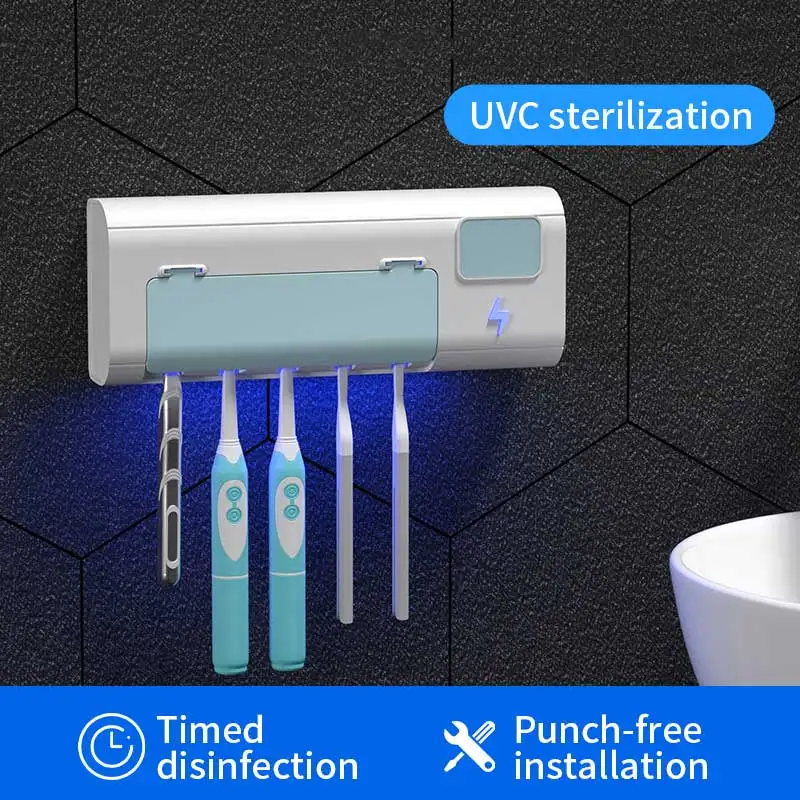 2022 New Released Wall Mounted UV Light Sterilizer Toothbrush Holder Electric Rechargeable UV Toothbrush Sterilizer