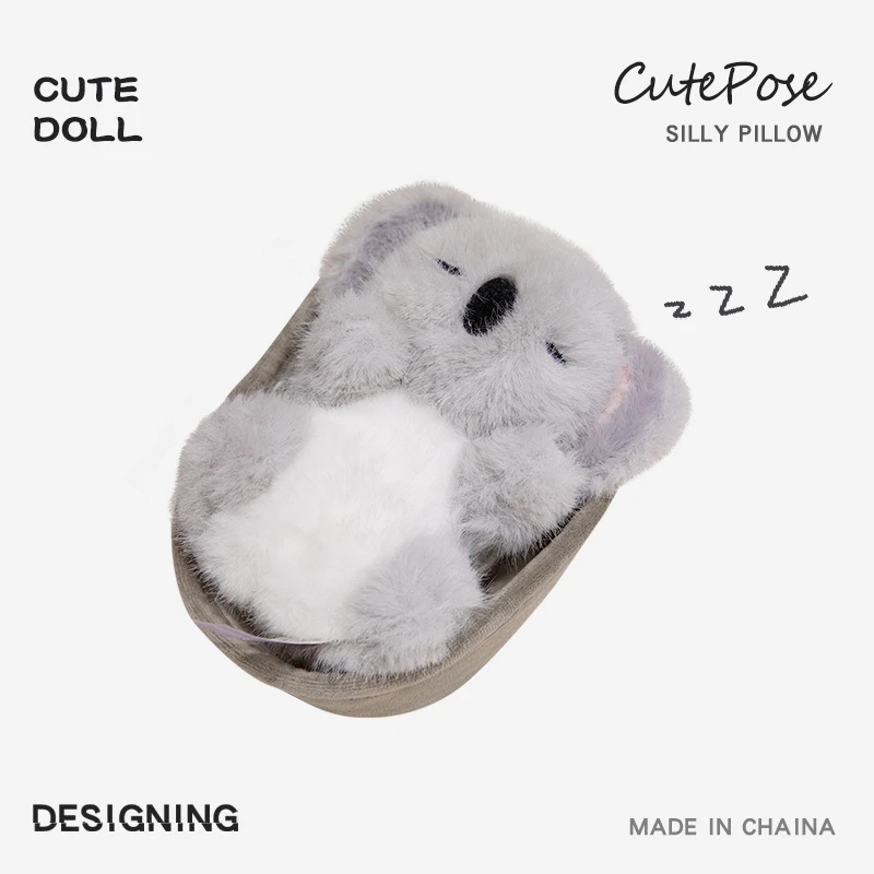 New Design Cute Plush Animal Cradle Toy Soft Fluffy Sleeping Koala Rabbit Puppy Pillow Toy