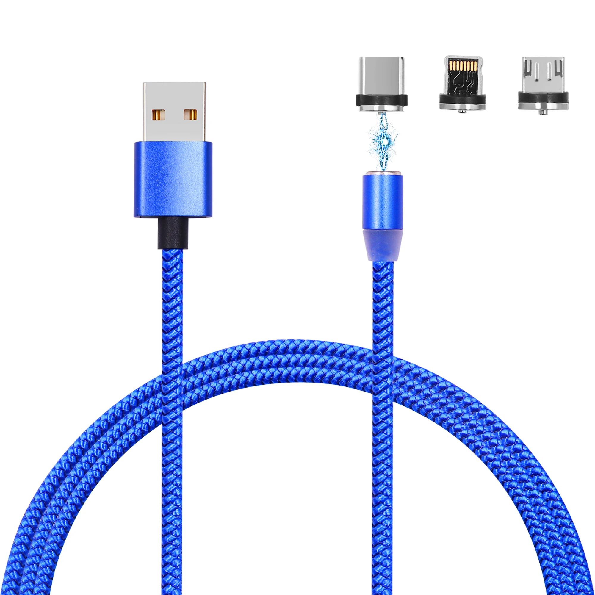 Магнитный кабель для мобильного телефона 1 м 3 в 1 360 Магнитный зарядный кабель usb светодиодный индикатор Магнитный кабель