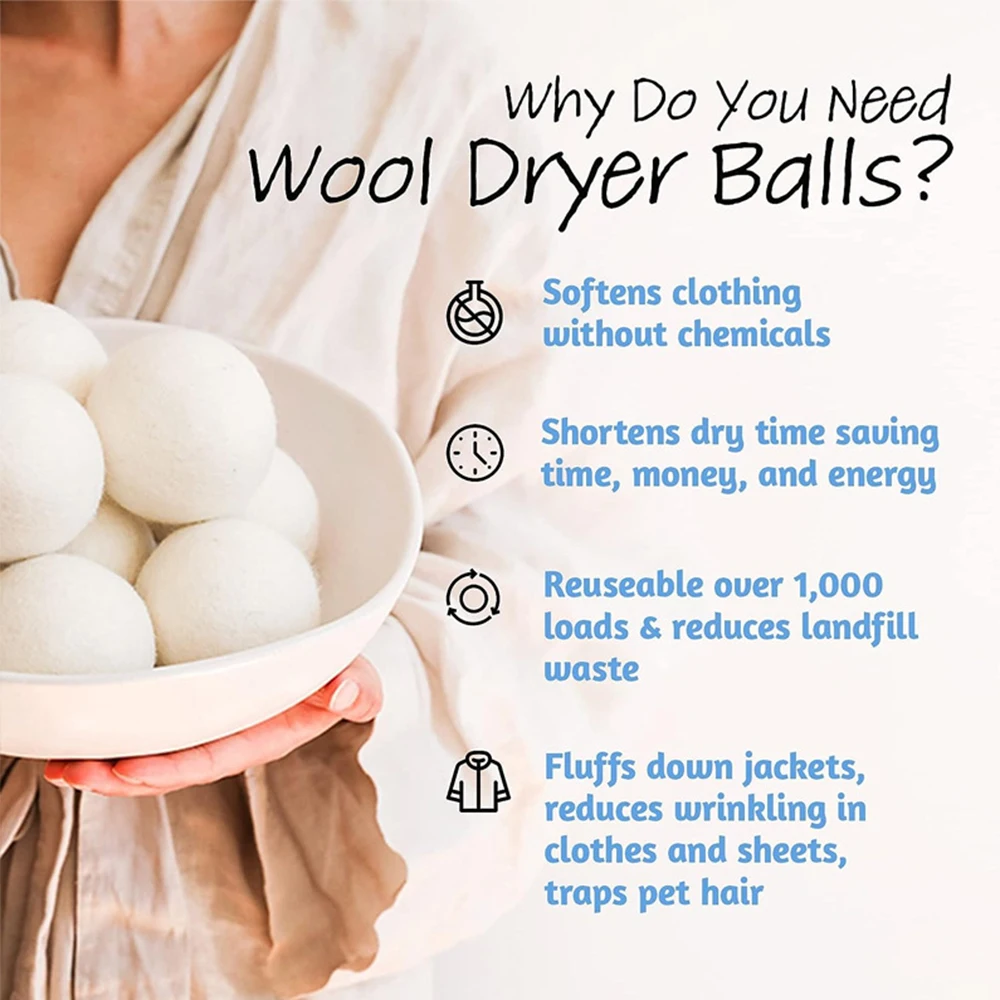 Reusable Household Dryer Balls Wool Natural Organic Fabric Wholesale Clothes Anti-Tangle Felt Balls Wool Dryer Balls For Laundry
