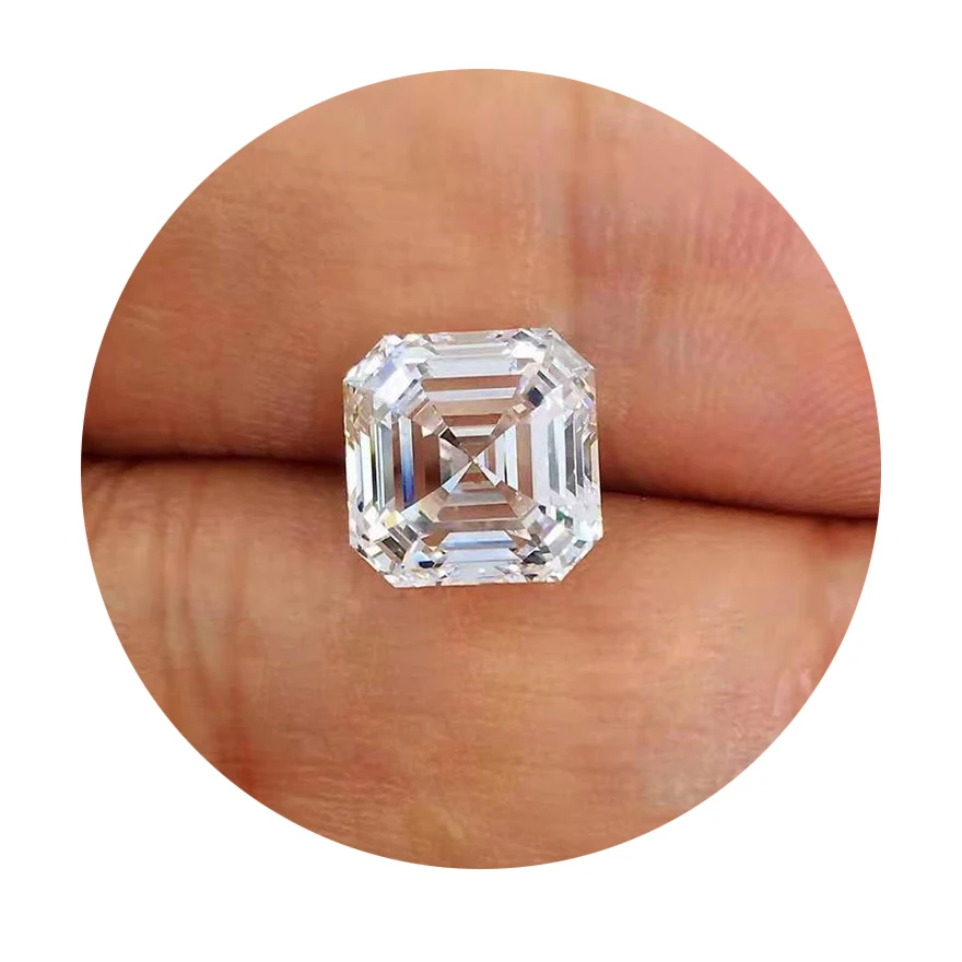 Starsgem high quality exquisite jewelry 1 Carat White Asscher Cut  morsonite naked stone flashing