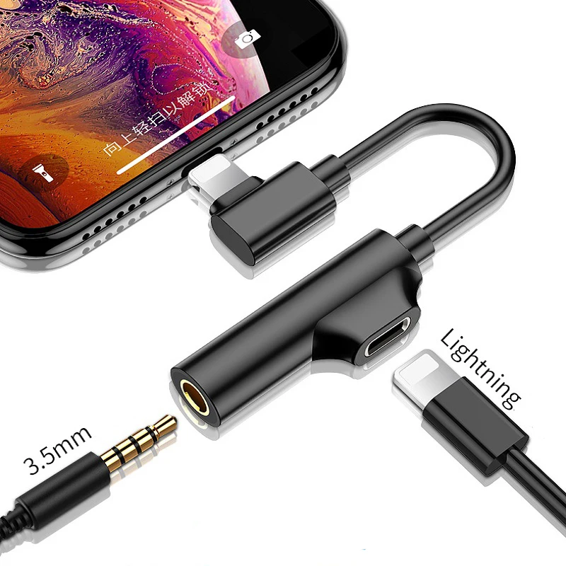 Fast charging high fidelity version 2 in 1 Metal Charge Audio headphone cable for lightning adapter for iphone 7 X 10