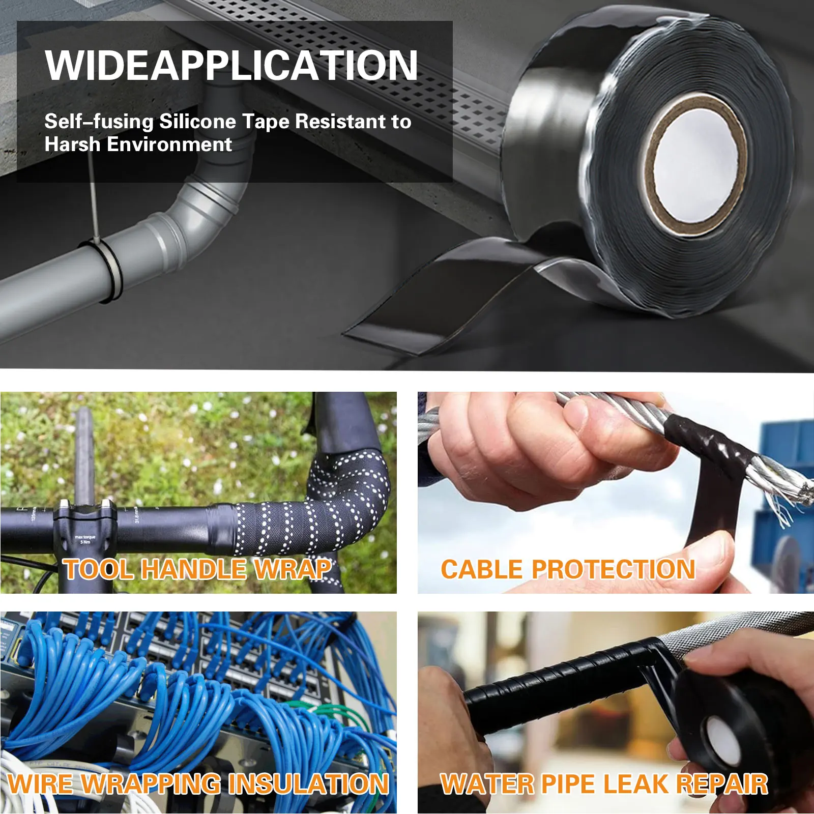 Thick Silicone Rubber Adhesive Tape Self Fusing Silicone Tape Double Sided Safety Masking Tape 