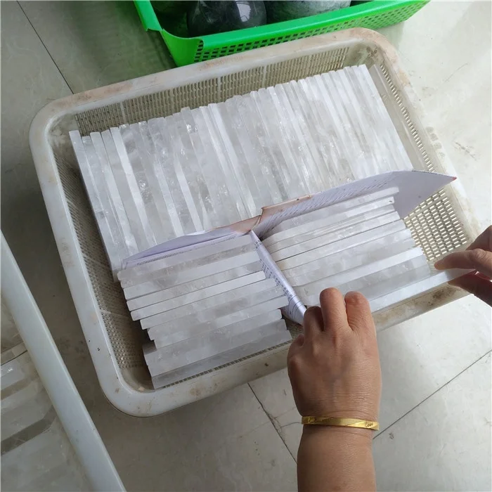 hand carved natural rock clear quartz crystal slice standard size crystal plate for sale