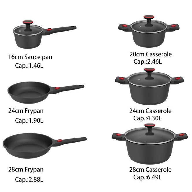 Factory Directly Kitchen Nonstick Aluminum Cookware Sets 10 pieces PFOA Free Cooking