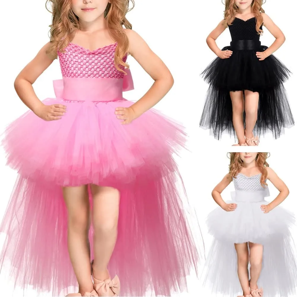 FREE SAMPLE Handmade Girls Tutu Dress Low Flower Birthday Costume Tulle Dress Kids Wedding Bridesmaid Pageant Party Formal