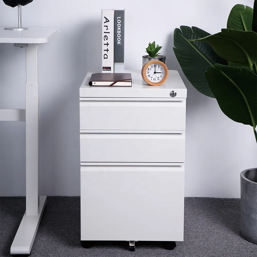 3-Drawer Wheeled Mobile File Cabinet with Lock Under Desk Office for Home Office File Organizer
