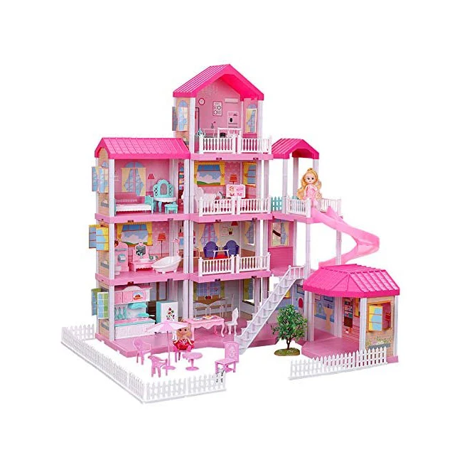 Dollhouse Furniture and Dolls Dream Doll House for Little Girls Kids Pretend Play Play Set Perfect Toddler Toys with Accessories
