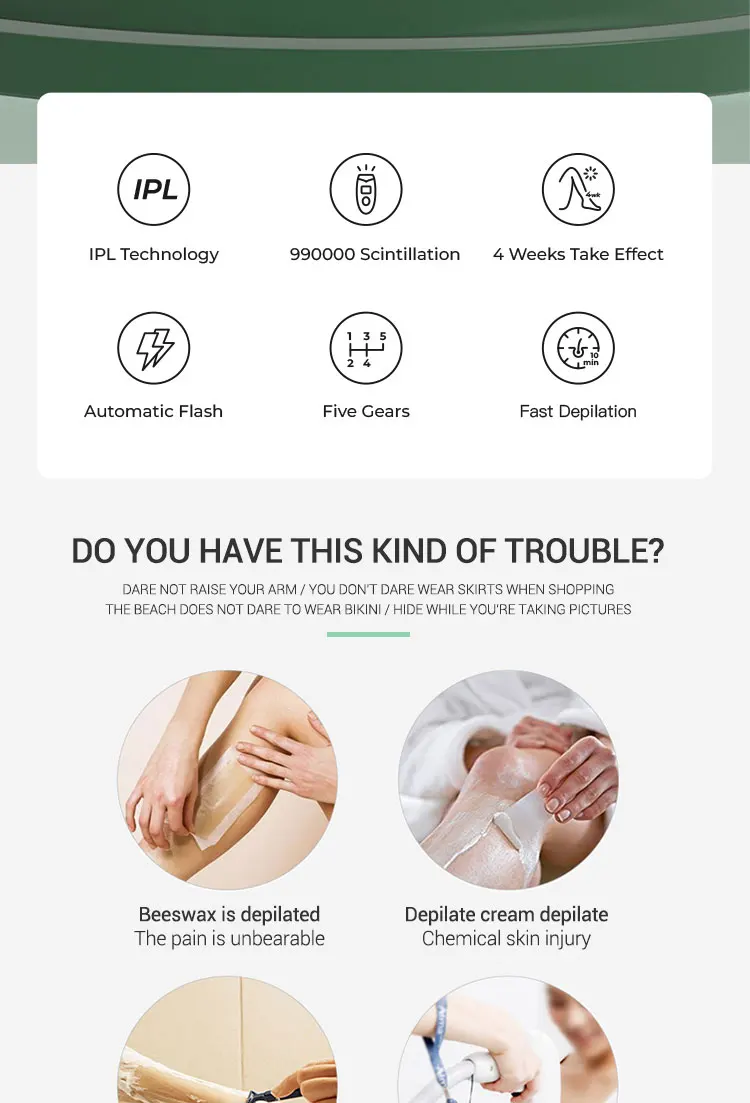 Long Lasting IPL Permanently Painless Skin Sensor&SHR Mode Ice Cooling IPL Hair Removal For Women And Men