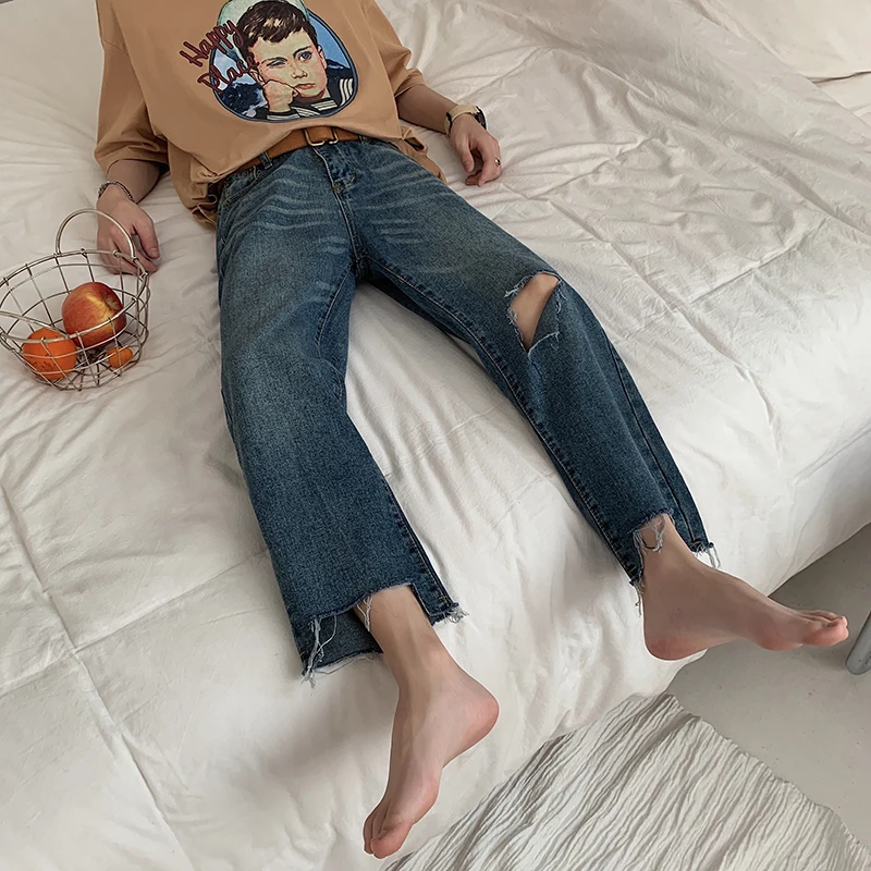 
Comfortable Straight Blue Stretch Skinny Jeans Summer Jeans for Men 