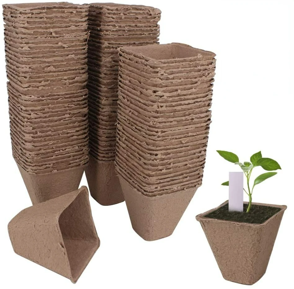 Garden Germination Tray for Flower Plant Seedling Saplings & Herb Seed Starters Kit Square Biodegradable Peat Pots Kit Plant