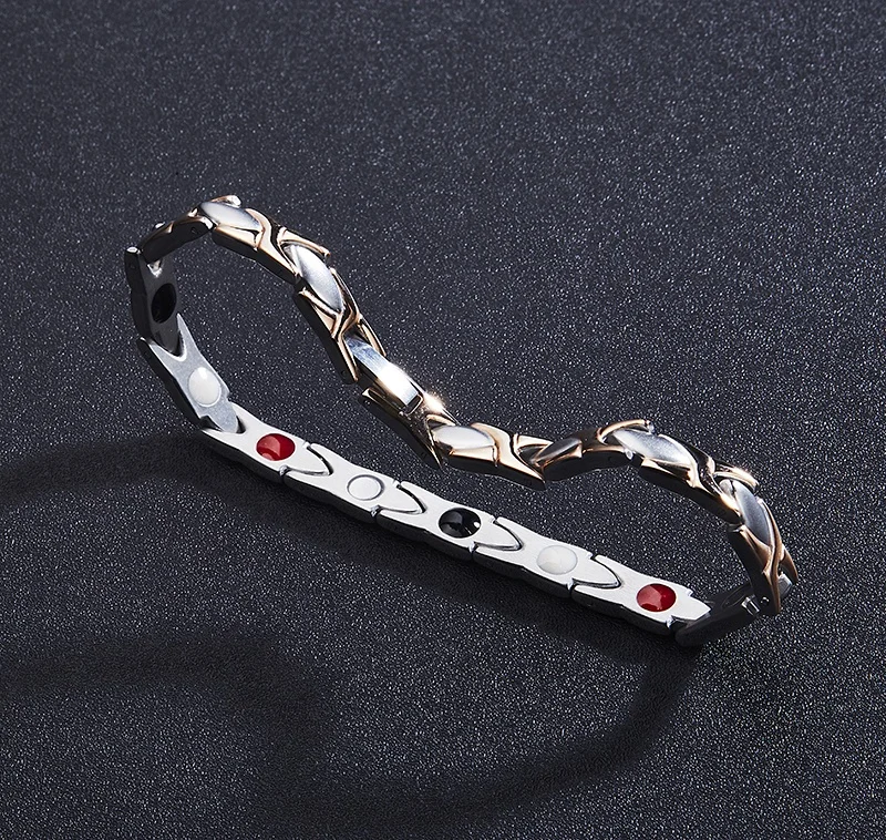
Wholesale Rose Gold Health Magnetic Therapy Bracelet Stainless Steel Charm Jewelry For Women 