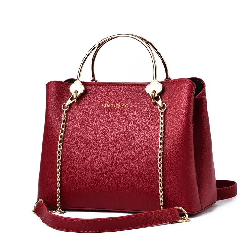 DL046 27 China manufacturer online shopping designer women bags fashion metal portable chain ladies shoulder leather handbag