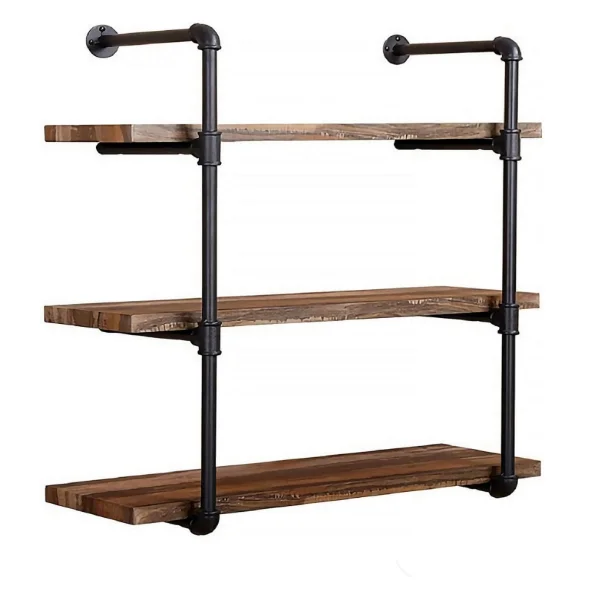 Industrial Wall Mount Black Shelf Retro Iron Pipe Floating Shelves Rack DIY Shelving Bracket