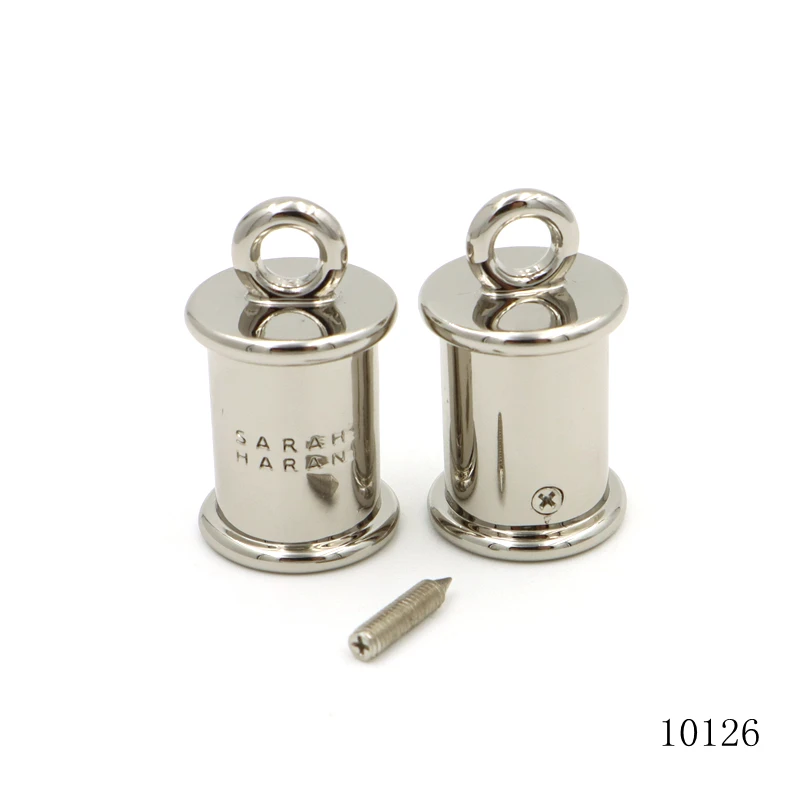 metal tassel caps nickel logo engraved metal tassel leather cord end crimp caps