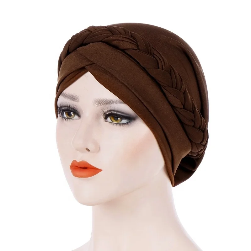 high elasticity milk fiber material braided design muslim hijab wear under caps hijab head wrap