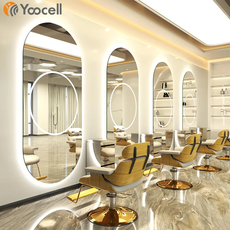 Yoocell Modern hair salon equipment/beauty single mirror station/stylist station with LED light