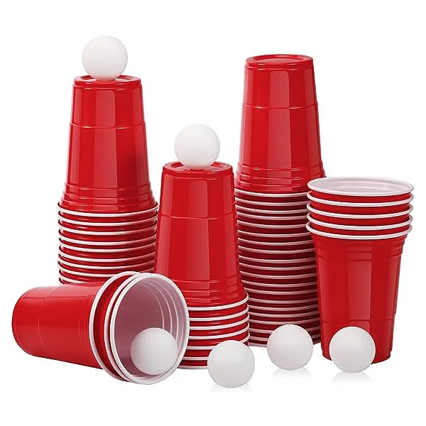 16oz Double Color Bpa Free PS Plastic Party Red Plastic Beer Pong Cups