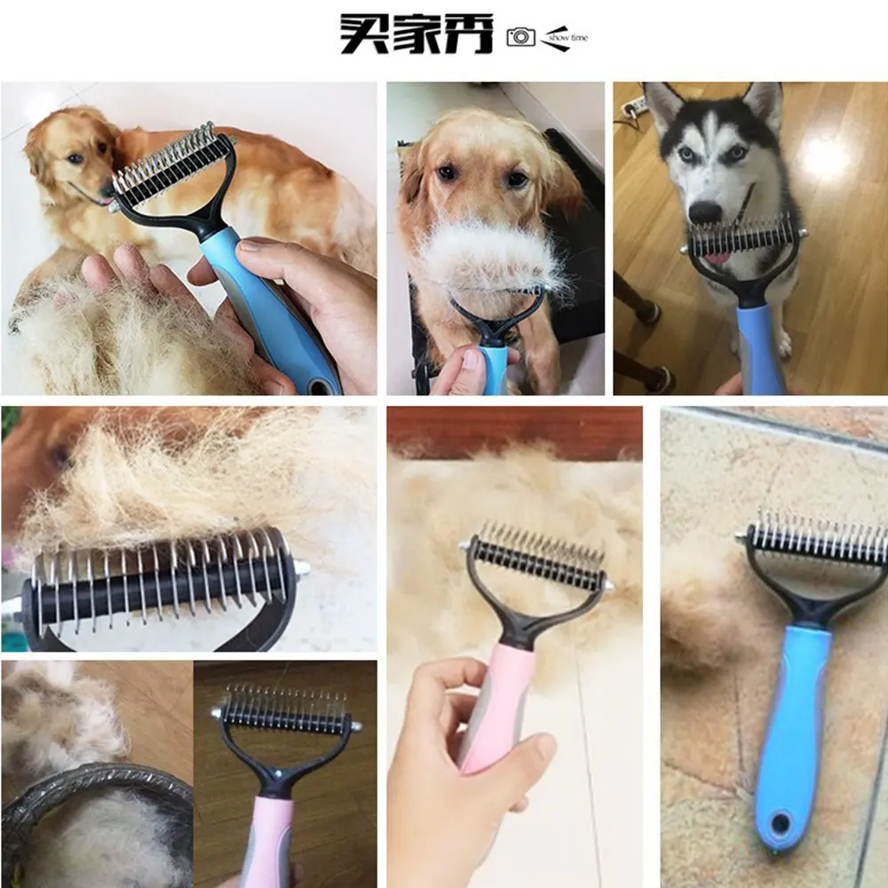 Best Selling Pet Grooming tool- 2 Tool 2 Sided Dematting Undercoat Rake steel Brush Combs For small animals Dogs And Cats