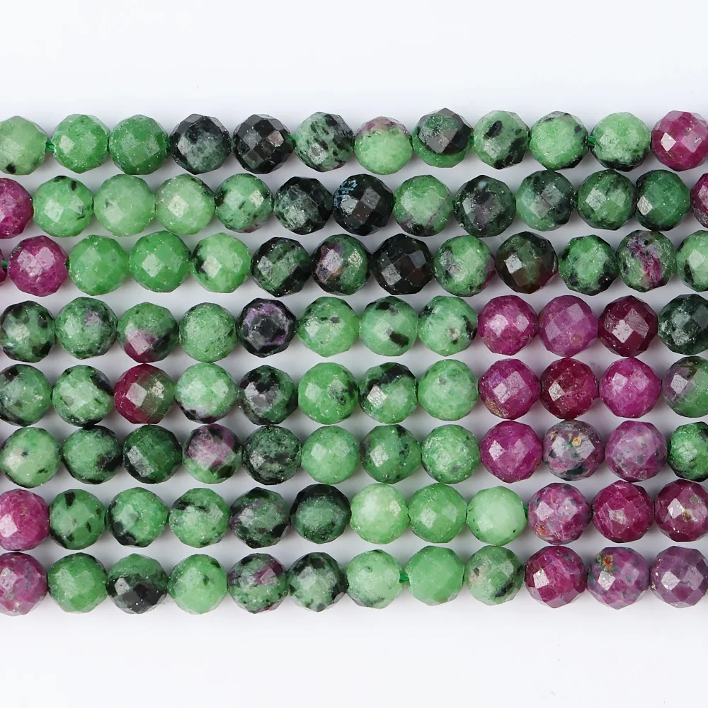 Wholesale A+ Natural Ruby Zoisite Epidote 4.2mm Faceted Beads Loose Gemstone Crystal and Stone Beads for Jewelry Making DIY